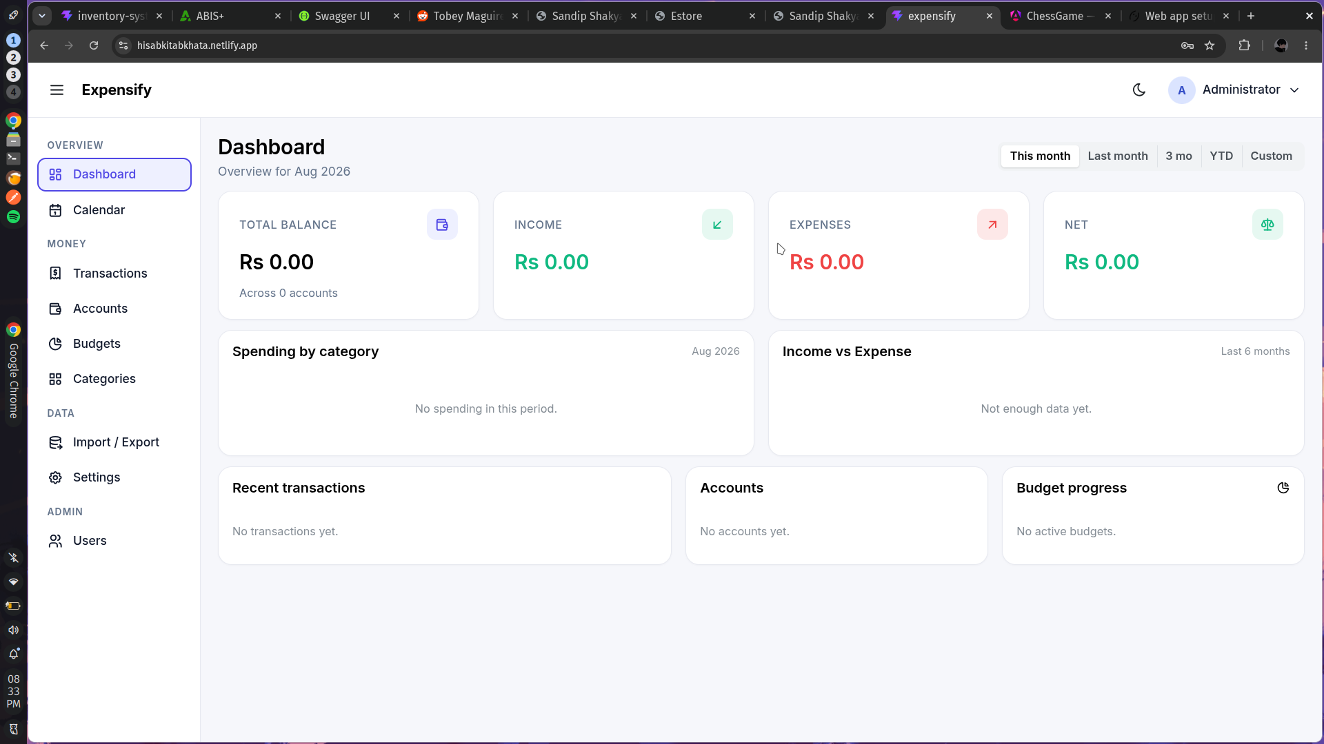 Expense tracker screenshot